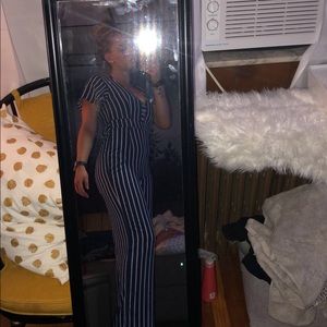 Navy Blue Striped Romper